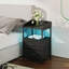 2-Drawer Nightstand with Charging Station & RGB Light Strip, Fabric Drawers-149086608