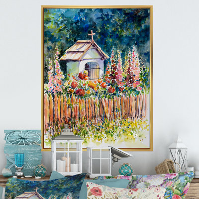 «White Chapel in Summer Garden», reproduction de cadre photo sur toile