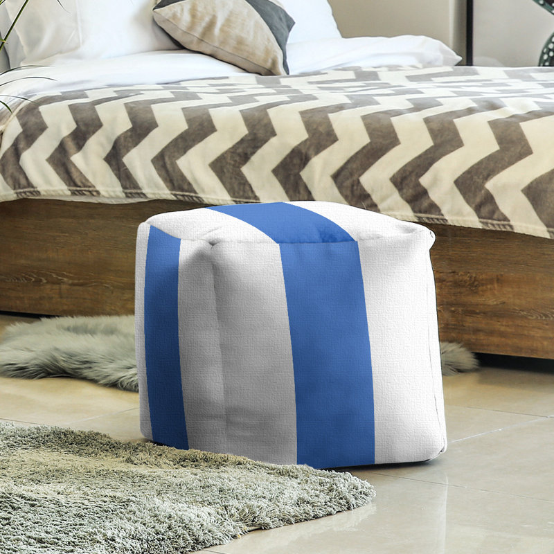 Repose-pieds cube la ours college stripes, Blanc / Bleu