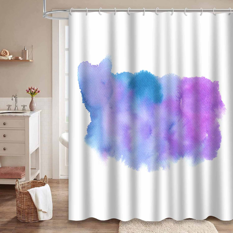 Rideau de douche bleu imperméable, rideaux de douche pour la salle de bain avec 12 crochets, 72" L x 72" W