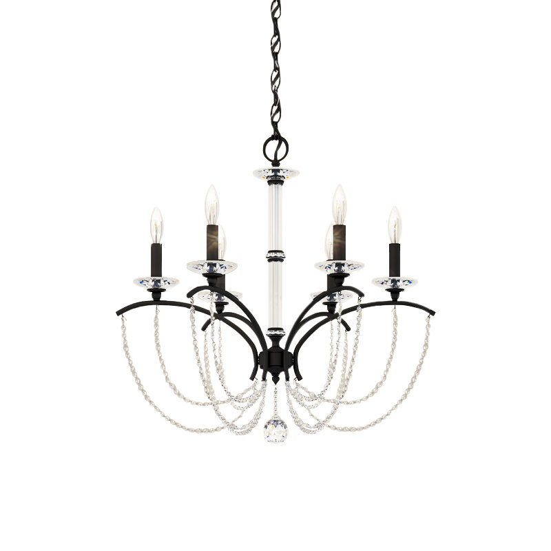 Priscilla 6 - Light Chandelier, Black Matte