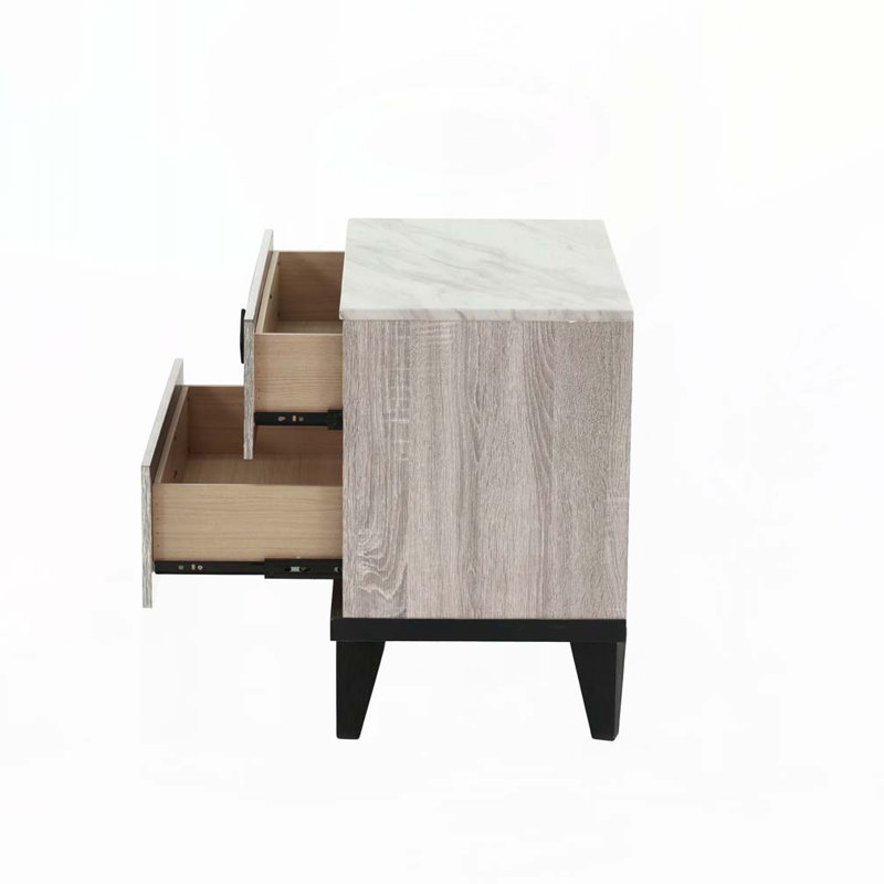 Nightstand with Storage Drawer, Light Gray