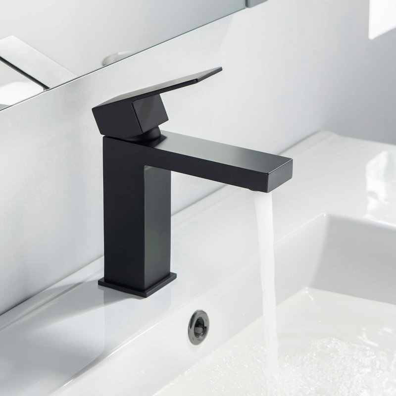 Single Handle Bathroom Sink Faucet with Pop Up Drain, Matte Black