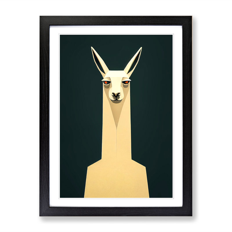 Llama Minimalism Vol.3 - Single Picture Frame Print, 64cm H x 46cm W x 2cm D, Black