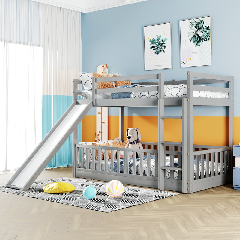 Jaidel Solid Wood Slat Bed, Gray
