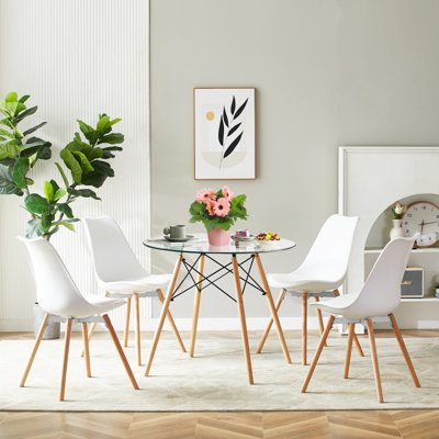 Ivonne 4 - Person Glass Top Four Leg Dining Set