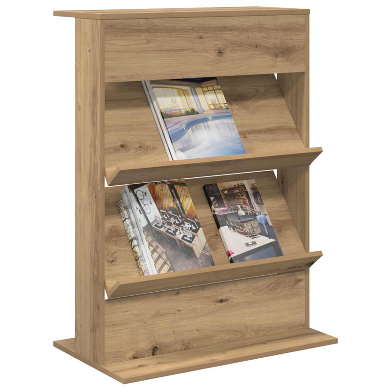 Wood Free Standing Magazine Rack, Artisan Oak