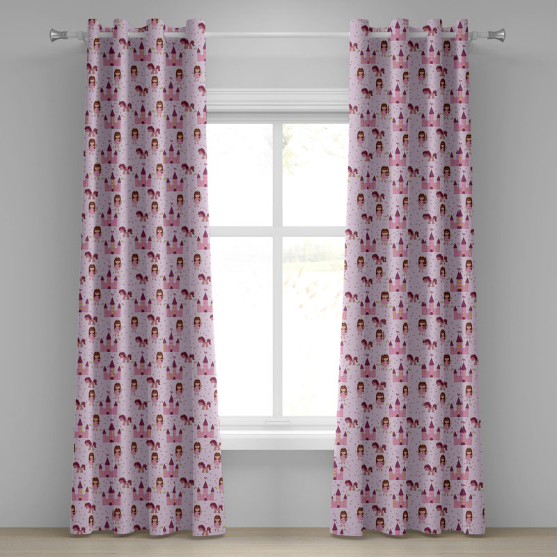 Rideau décoratif à œillets 2 panneaux East Urban Home Fantasy, 50 po x 96 po, brun mauve pâle / rose