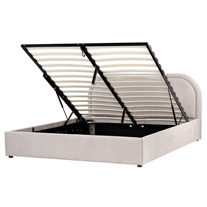 Bloye Upholstered Ottoman Storage Bed, Taupe, European Kingsize (160 x 200 cm)