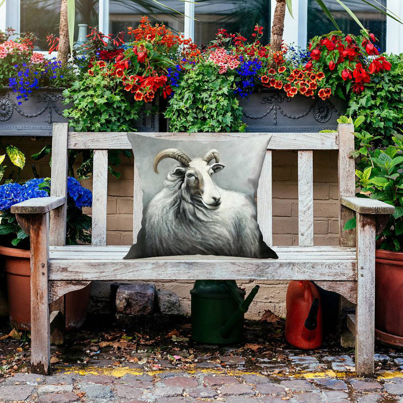 Cashmere goat - 20"x20" Outdoors Throw pillow - Spun poly - Print on demand, 20"H x 20"W