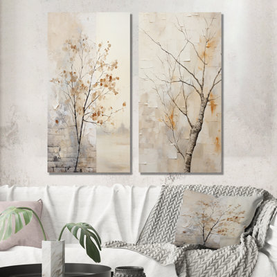 Minimalisme sycomore arbre paysage - ensemble d'art mural en métal sycomore arbre de 2