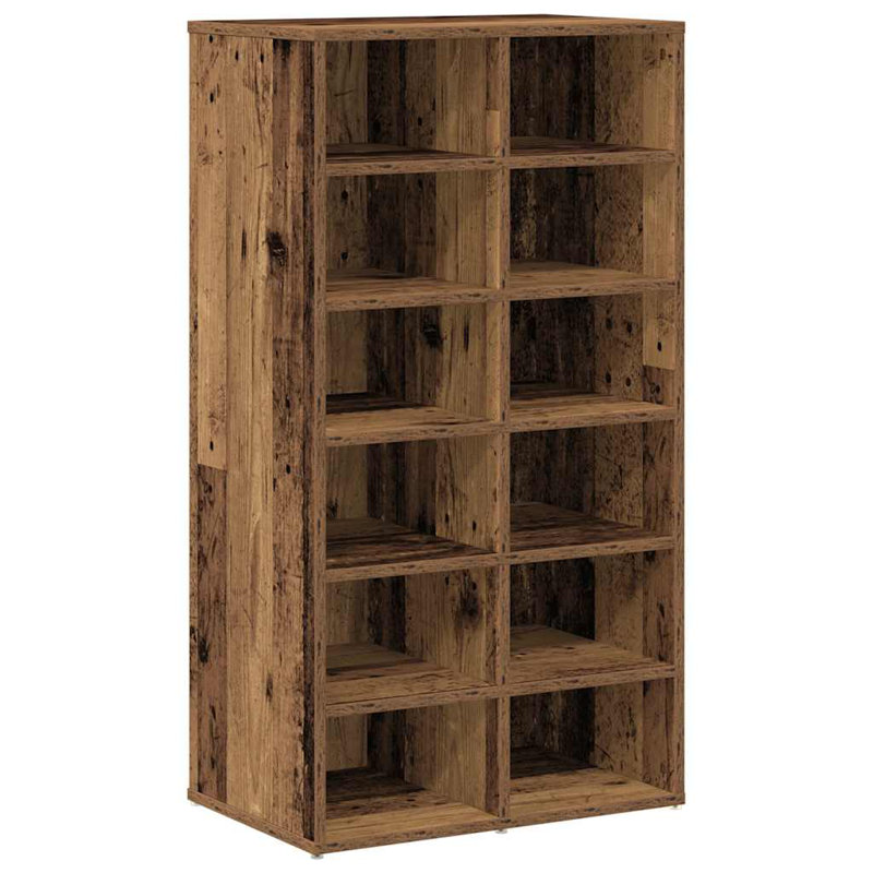 12 Pair Shoe Rack, Old Wood