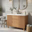 Meuble-lavabo simple de 120 cm avec lavabo en résine SMC, 3 tiroirs et rangement ajustable, design cannelé, style ferme moderne, salle de bain principale