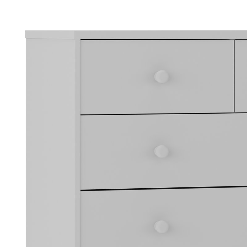 Aurey 5 Drawer Kids Dresser With Engineered Wood Frame And Tapered Wooden Legs, Gray