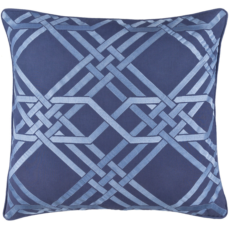 Pagoda Geometric Linen Pillow Cover, 20" x 20", Dark Blue/Bright Blue