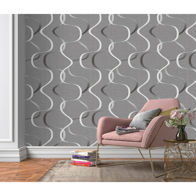 Panneau de papier peint L 32,97 pi x l 20,47 po Vladan, Gris / blanc / noir