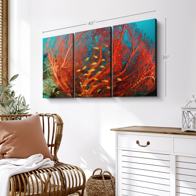 «Corail de feu» 3 pièces, H 28 po x l 45 po 