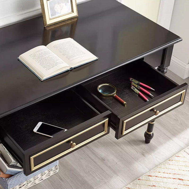 Bureau simple noir de style américain, H 29,92 po x l 51,18 po x P 23,62 po