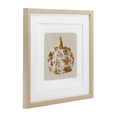 Harvest Pumpkin with Floral Pattern Framed Print Under Glass, design by Livi Finn