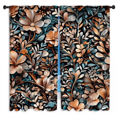 Floral Botanical Illustration Window Curtains Floral Sheer & Room Darkening - 2 Panels