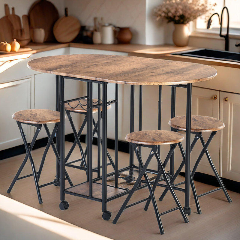 Aivery 4 - Person Dining Set, Brown/Black