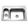 Houzer 33 in Stainless Topmount 4-hole 80/20 Double Small Left Sink w/ Strainer,Grids-LHD-3322-C