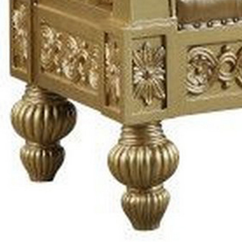 Krisean Faux Leather Upholstered Bench in Gold