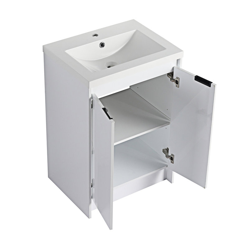 Meuble-lavabo autoportant avec lavabo en résine
