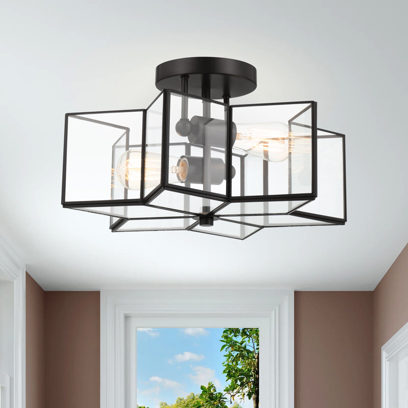 Ardito 2 - Light 41cm Unique/Statement Star Semi Flush Mount Light, Black