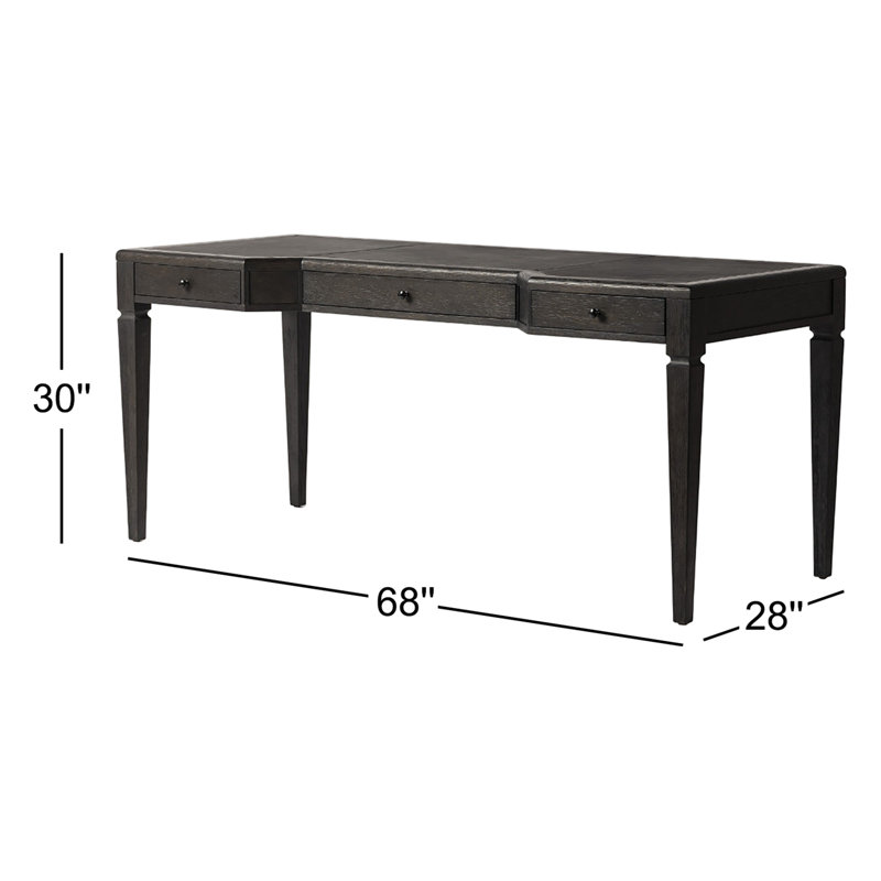 Claude Solid Wood Writing Desk, Black