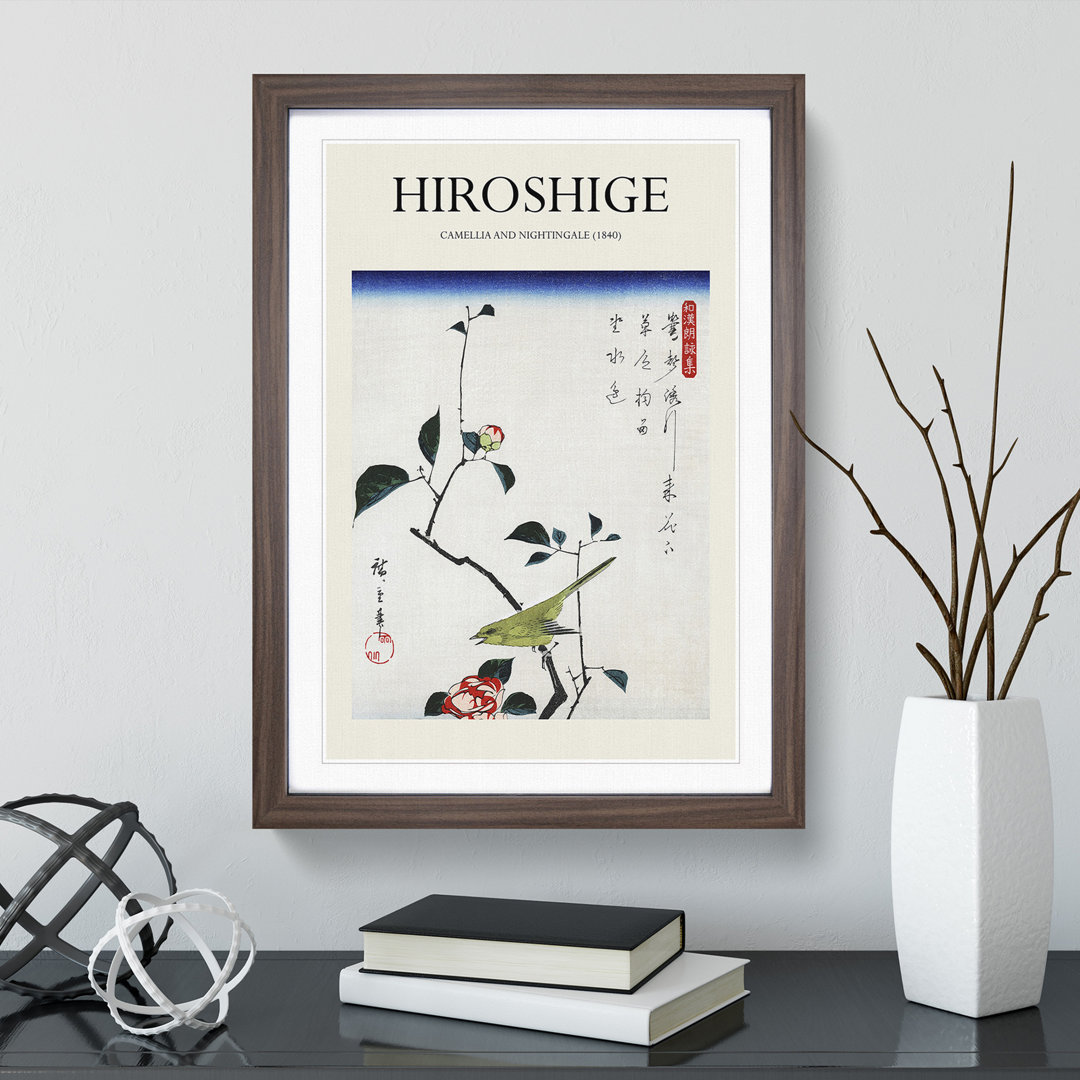 Camellia & a Nightingale by Utagawa Hiroshige - Picture Frame Art Prints