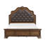 Grand lit-bateau Brix, capitonnage en similicuir classique, brun foncé