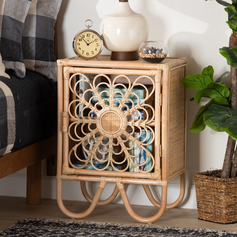 Berenika Acelin Modern Bohemian Rattan Nightstand