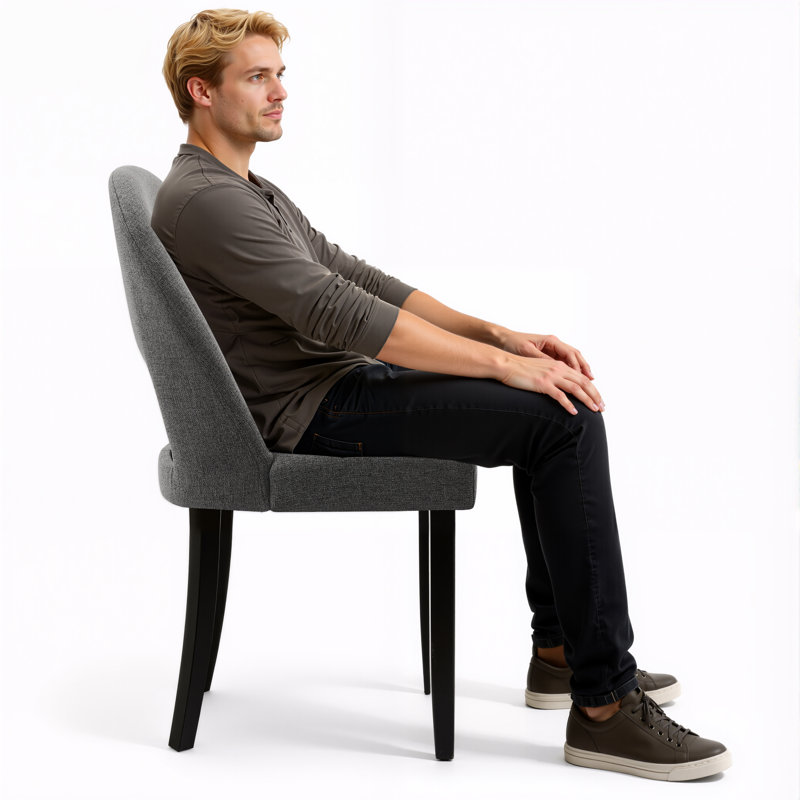 Linen Upholstered Dining Chairs, Black, Gray