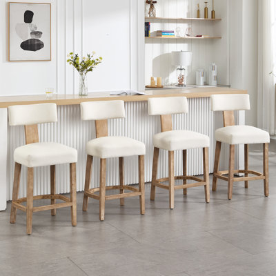 Upholstered 27.7'' Counter Stools With Curved Back And Solid Wood Frame