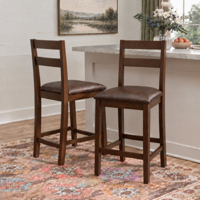 Upholstered  Counter Height Bar Stools with Solid Wood Frame and Footrest