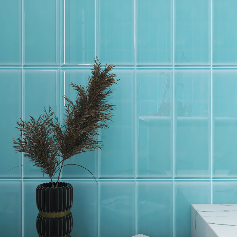 Crystile 4" x 12" Glass Mosaic Subway Tile, Blue Green