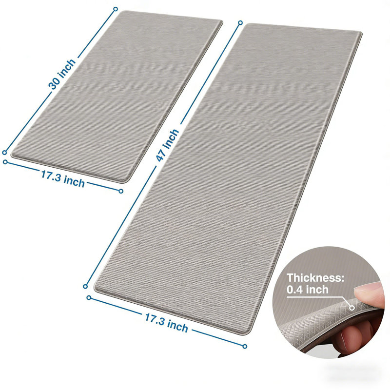 Paquet de 2 tapis de cuisine anti-fatigue 17,3 po x 30 po + 17,3 po x 47 po pour tapis de cuisine, de plancher et de bureau