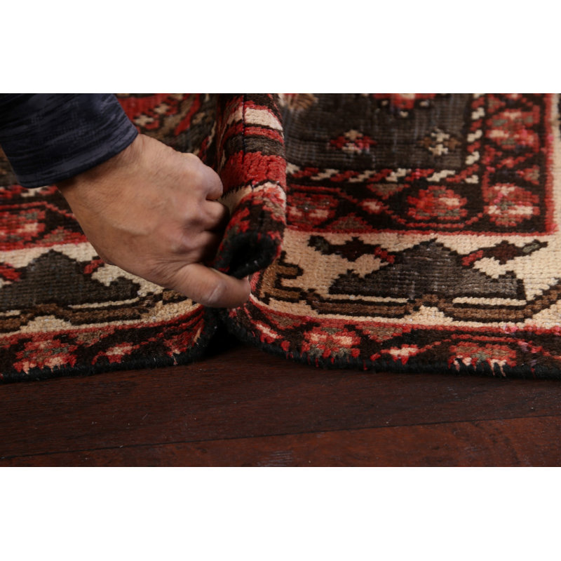 Tapis unique en laine noué à la main style années 1930 de 4 pi 9 po x 6 pi 3 po Brunhilde