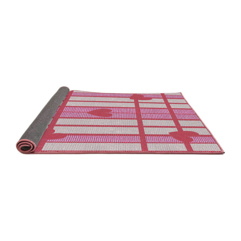 Tapis géométrique rose / gris, Rond 4 pi