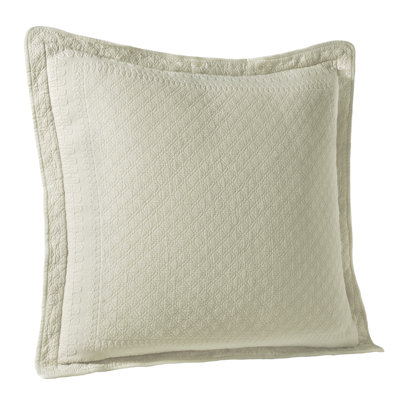Historic Charleston King Charles Matelasse Decorative Pillow Sham, Classic Cotton Standard Queen Pillow Cover, 20 in x 26 in, 1 Count, Ivory