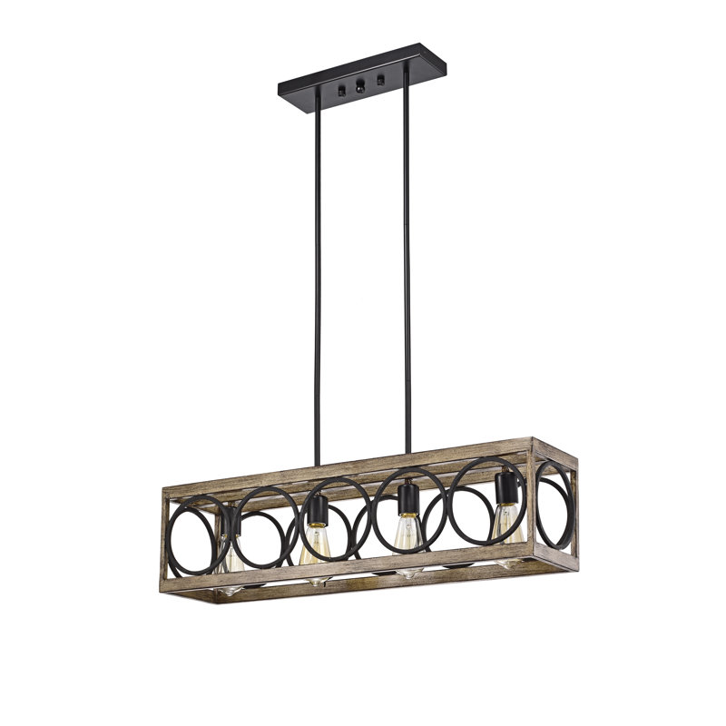 Luminaire suspendu rectangulaire 4 lumières pour îlot de cuisine Schagen
