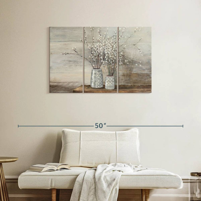 Pussy Willow Still Life With Designs, 24" H x 38" W