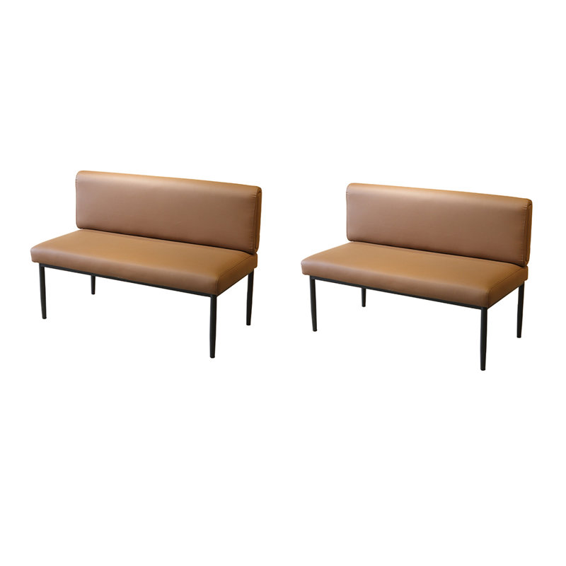 Simple Cafe Dessert Shop Restaurant Brown Benches Faux Leather Upholstered Bench