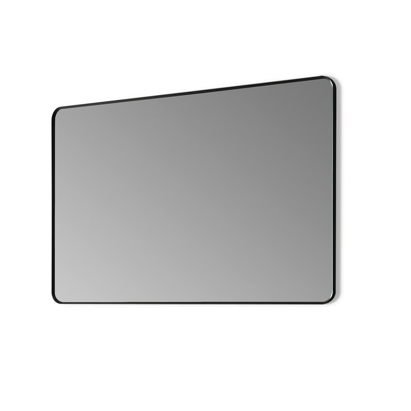 Metal Flat Wall Mirror, Black, 30" H x 48" W