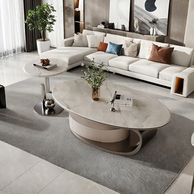 Table basse Super Crystal Stone, H 16,5 po x L 51,2 po x l 27,6 po, Blanc