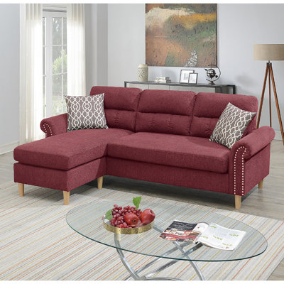 Canapé modulaire réversible en velours rouge paprika
