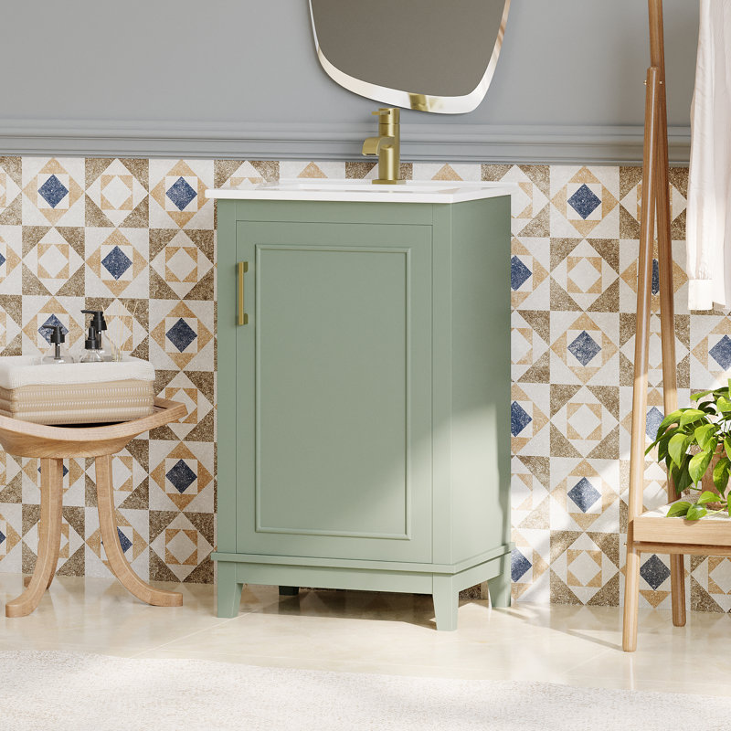 Petit meuble-lavabo avec lavabo en céramique
