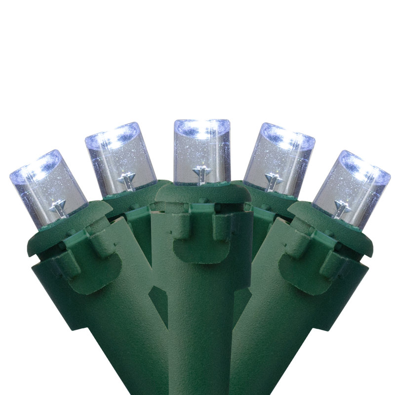 Pure White LED Wide Angle Christmas Lights with Green Wire