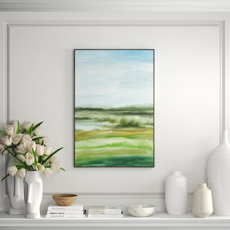 Green Ocean II Print by Giselle Kelly, 46.5" H x 31.5" W x 1.5" D, Glass Coat